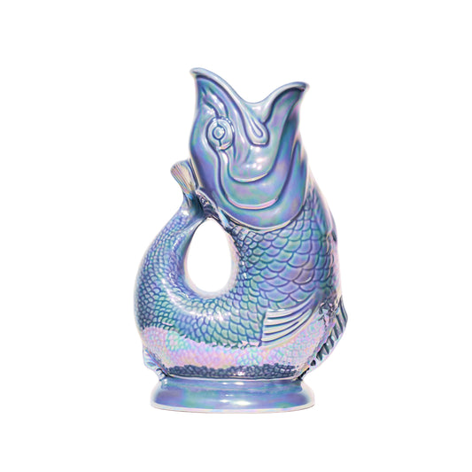 Gluggle Jug 魚型 オーロラ　水色 The Original Gluggle Jug - Lilac Glug Jug in L, 22cm 0.6L - Gug