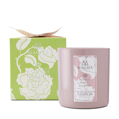 Magma London The English Garden Collection Poppy & White Blossom Candle 380g